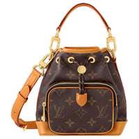 LOUIS VUITTON Cow Leather Bucket Bags One Shoulder Handbags Men's Brown