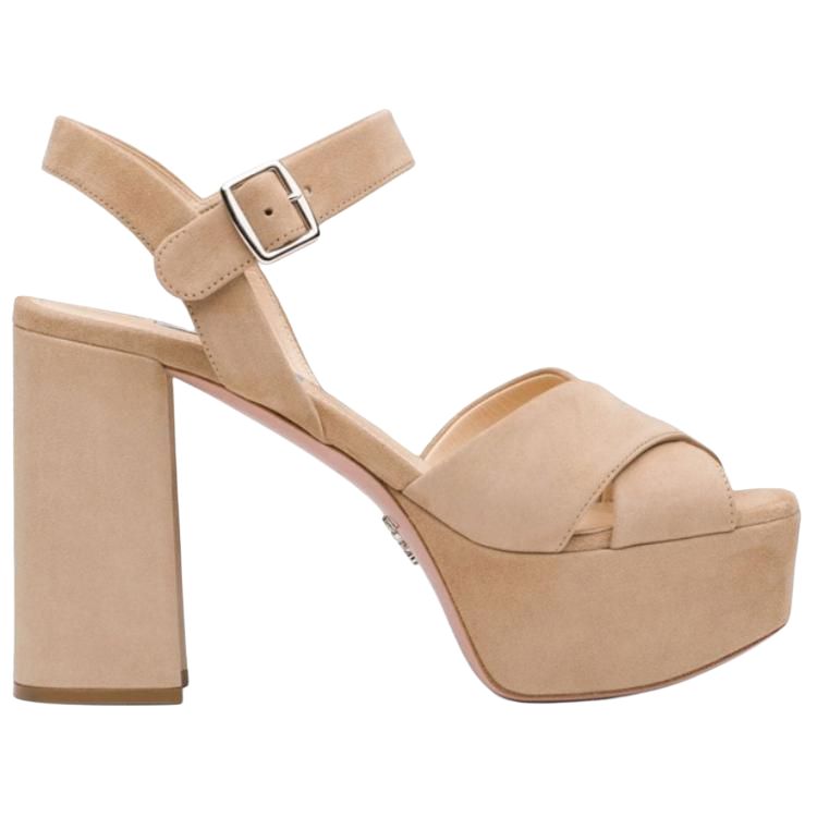 PRADA Cameo One Strap Sandals Women's Beige