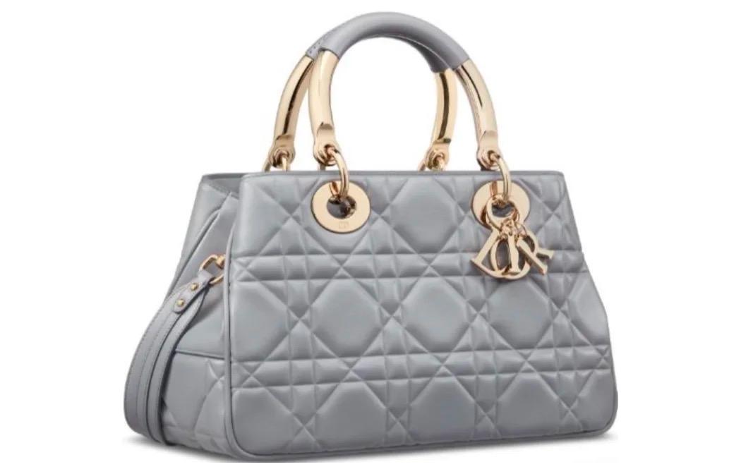 DIOR Calfskin Daisie Bag Shoulder Bag Crossbody Bag Handbag Medium Size Women's Powder Blue