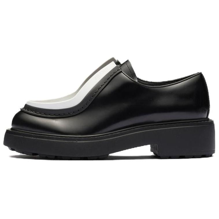 PRADA Women's Brushed Leather Lace-Up 'Hidden Laces - Black White'