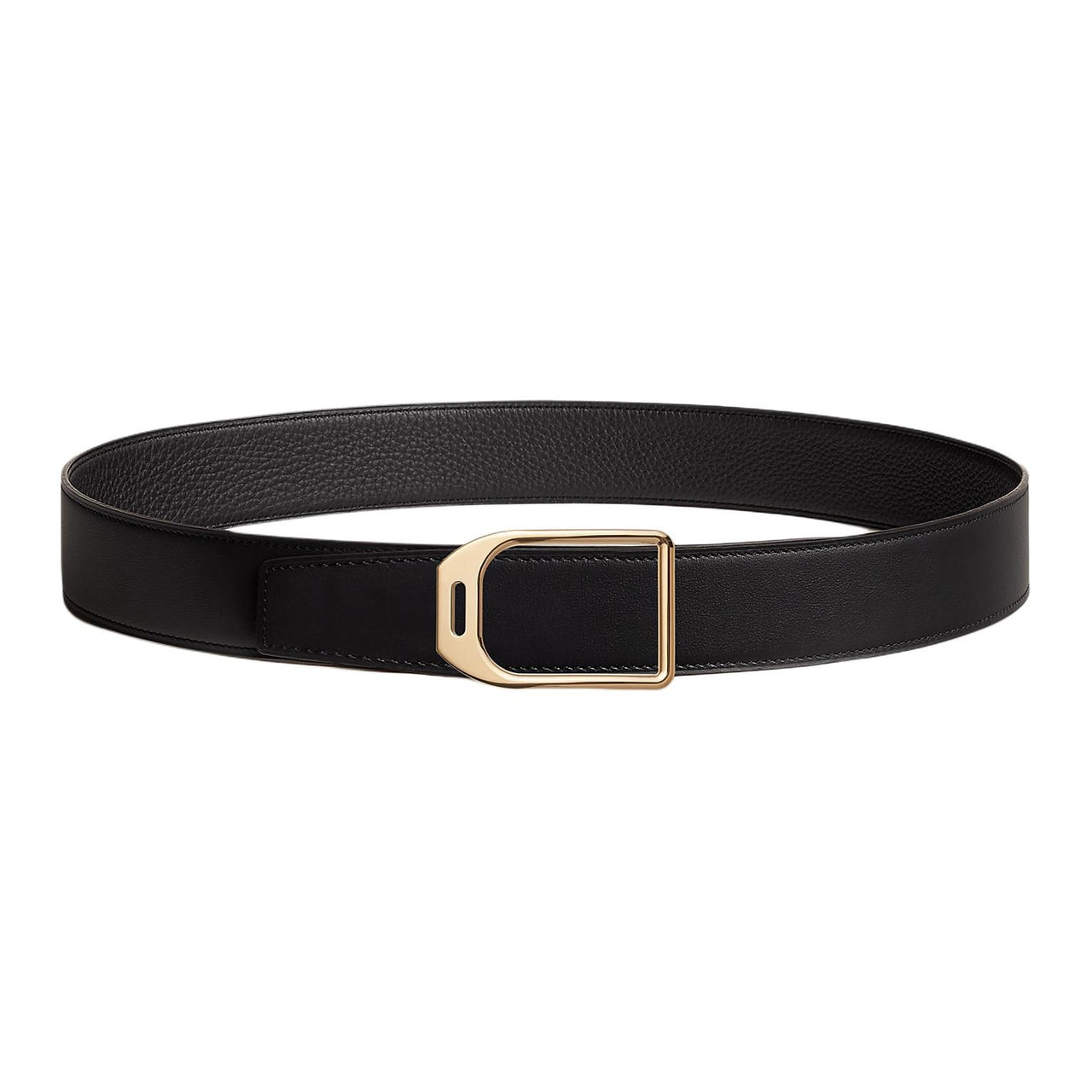HERMES Leather Leather Belts Men's Black 3.8CM