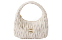 MIU MIU Wander Series Lambskin Hobo Bag, Shoulder Bag, Crossbody Bag, Handbag Women's White
