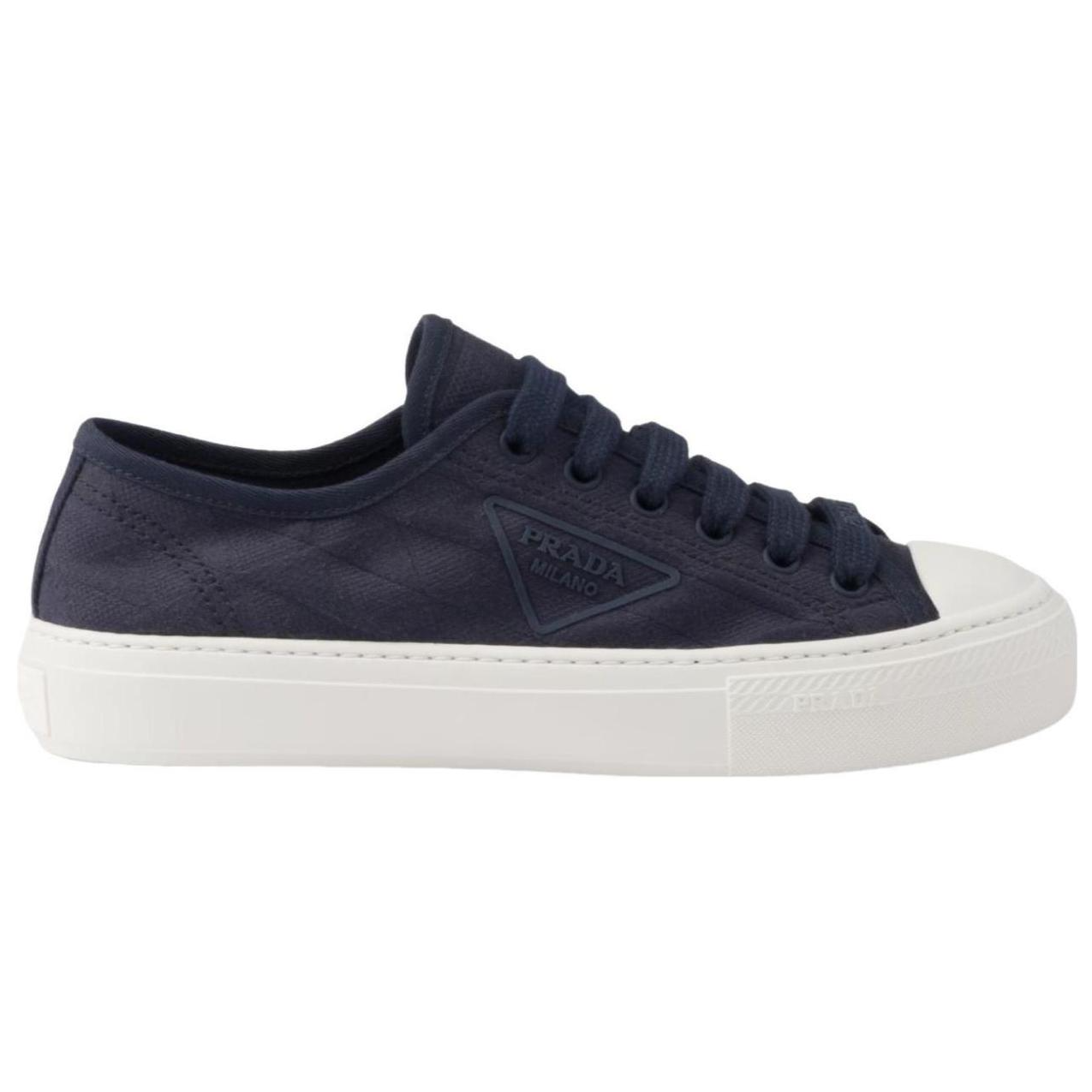 PRADA Triangle-logo Canvas Sneakers