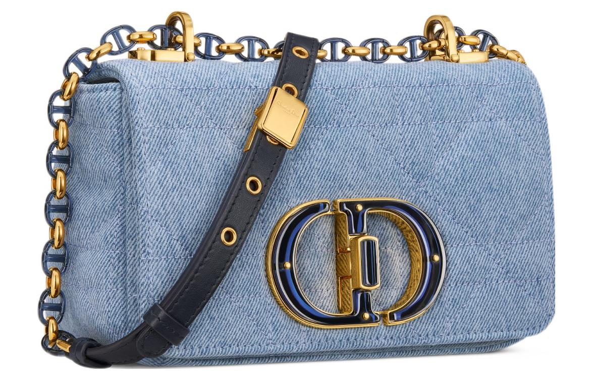 DIOR Caro Denim Crossbody Bag Shoulder Bag Women's Blue