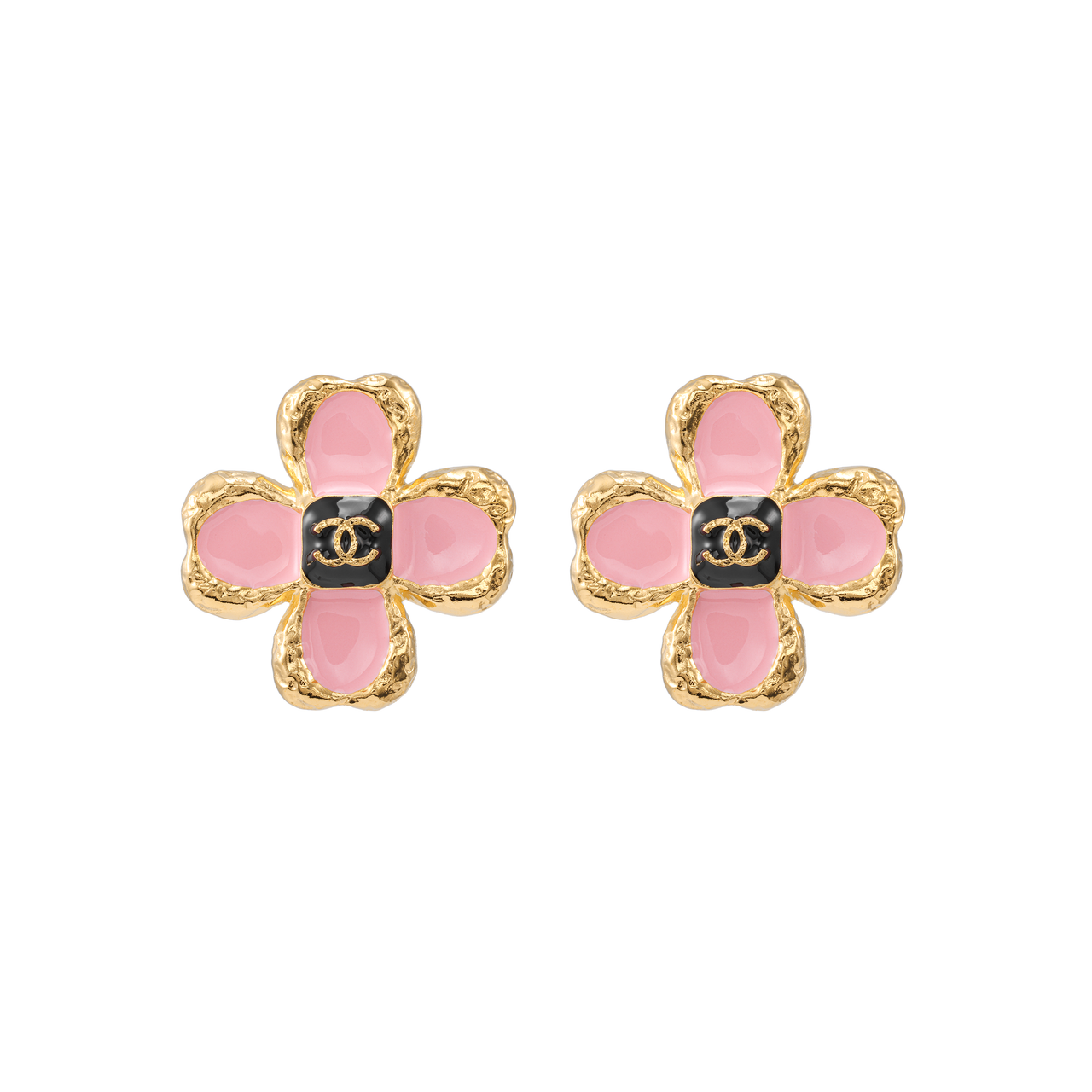 CHANEL Metal Stud Earrings Women's Pink