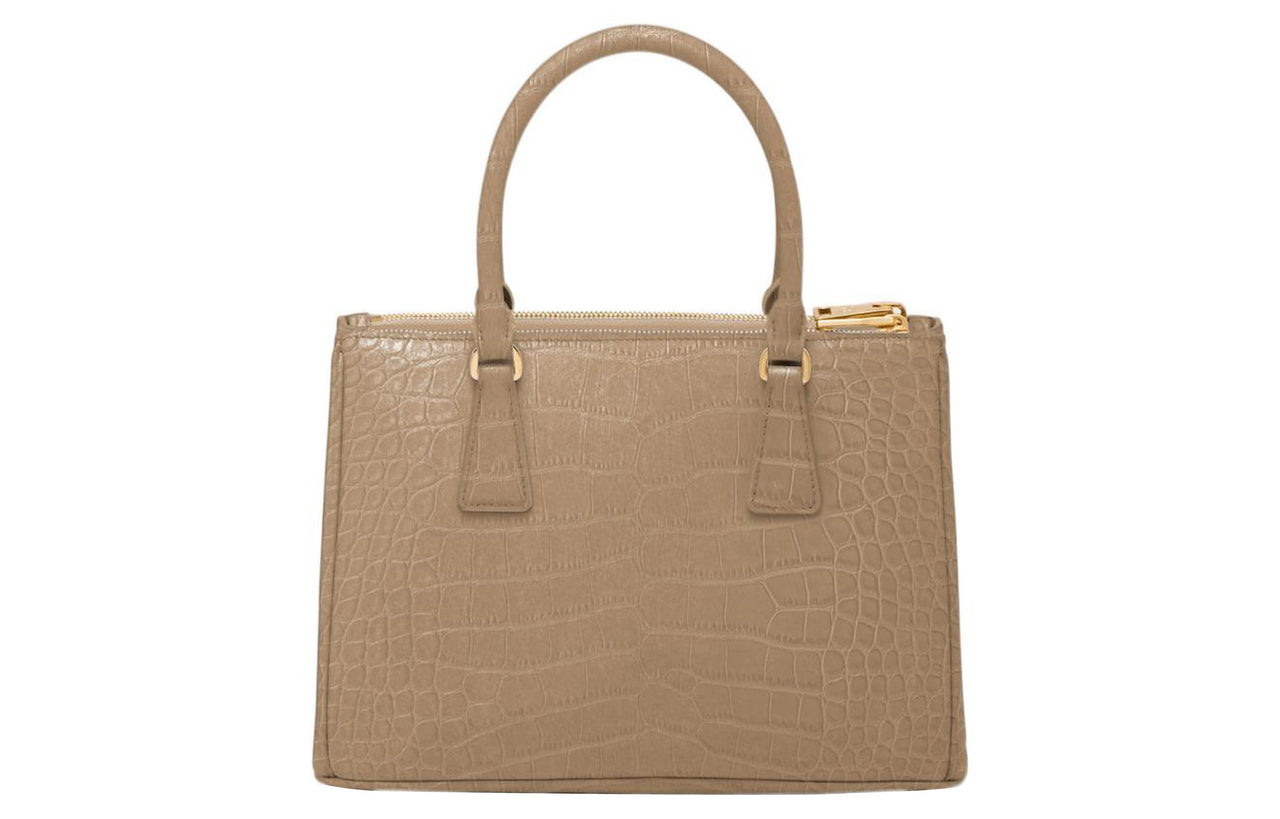 PRADA Galleria Killer Bag Crocodile Leather Shoulder Bag Crossbody Bag Handbag Medium Size Women's Light Brown