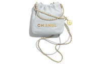 CHANEL 22Bag Calfskin Bucket Bags Shoulder Bag Crossbody Bag Mini Women's Light Gray Blue