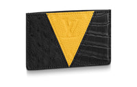 LOUIS VUITTON Crocodile Leather Card Holder Unisex Black/Yellow