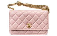 CHANEL Classic Flap CF Lambskin Mouth Cover Bag Crossbody Bag Women's Pink