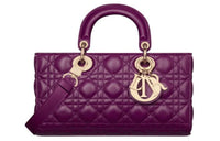 DIOR Lady D-JOY Sheepskin Shoulder Bag Crossbody Bag Handbag Medium Size Women's Mulberry Purple