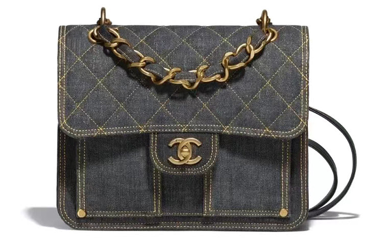 CHANEL Denim Backpack Regular Women's Washed Denim Black