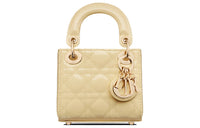 DIOR Lady Dior Patent Leather Cowhide Dior Bag Shoulder Bag Crossbody Bag Handbag Extra Mini Women's Light Yellow