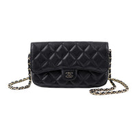 CHANEL Cow Leather 3 in 1 Cell Phone Pouch Shoulder Bag, Crossbody Bag Regular Women's Black