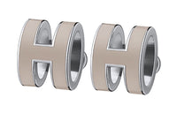 HERMES Earrings Women's Light Umber Milk Tea Silver