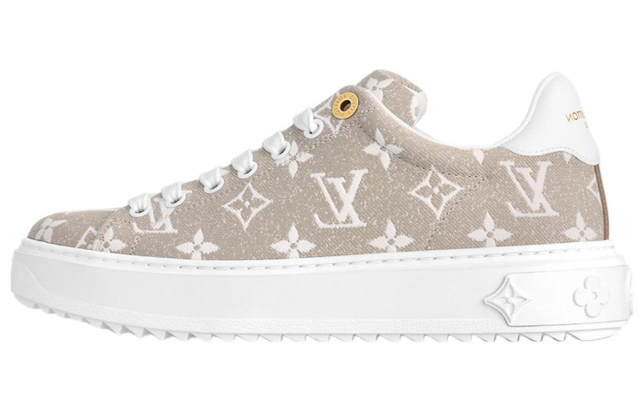 LOUIS VUITTON Time Out Low Top Skateboard Shoes Women's Beige