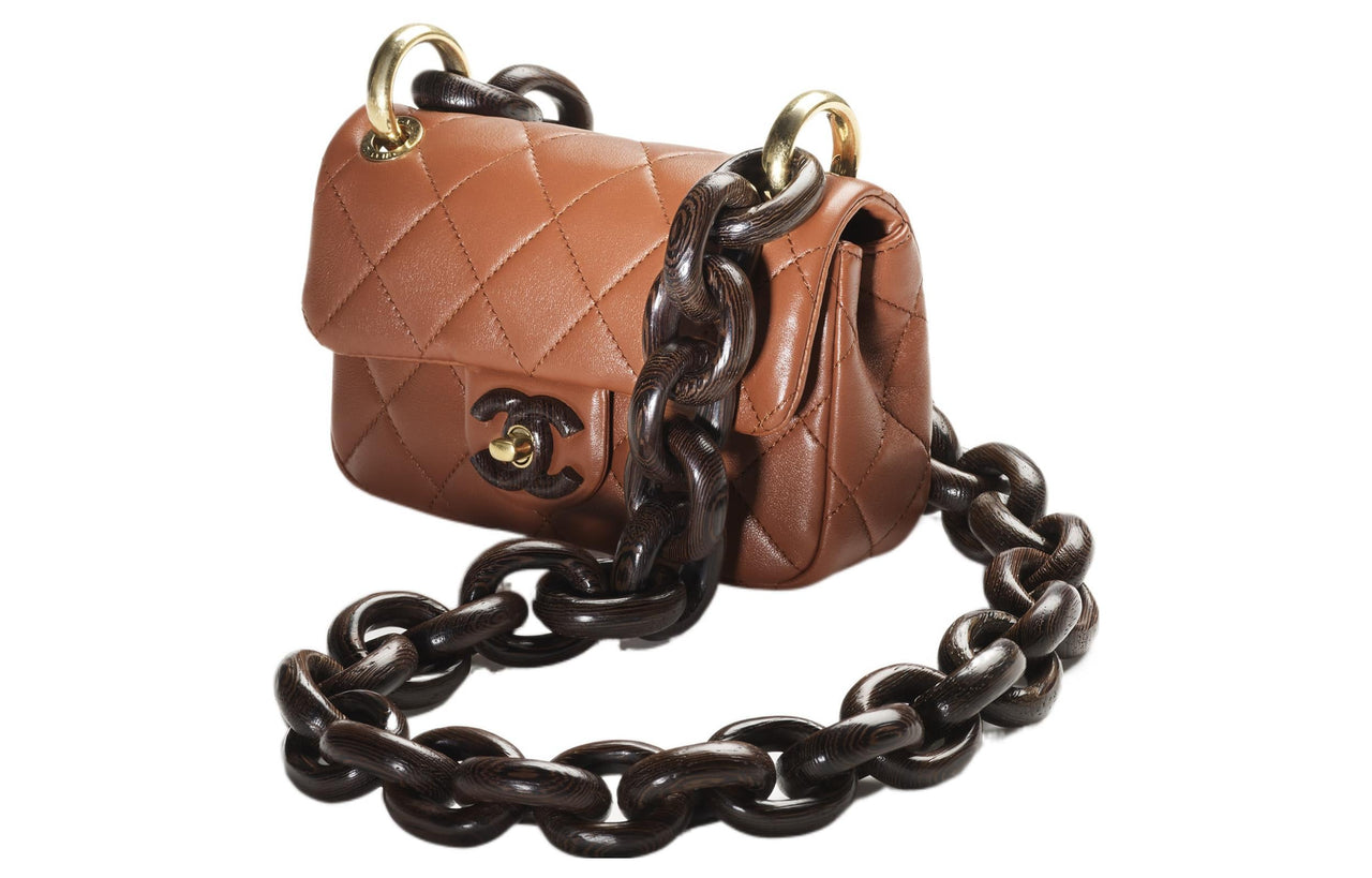 CHANEL Lambskin Pinewood Etc. Mouth Cover Bag Crossbody Bag Mini Women's Light Brown