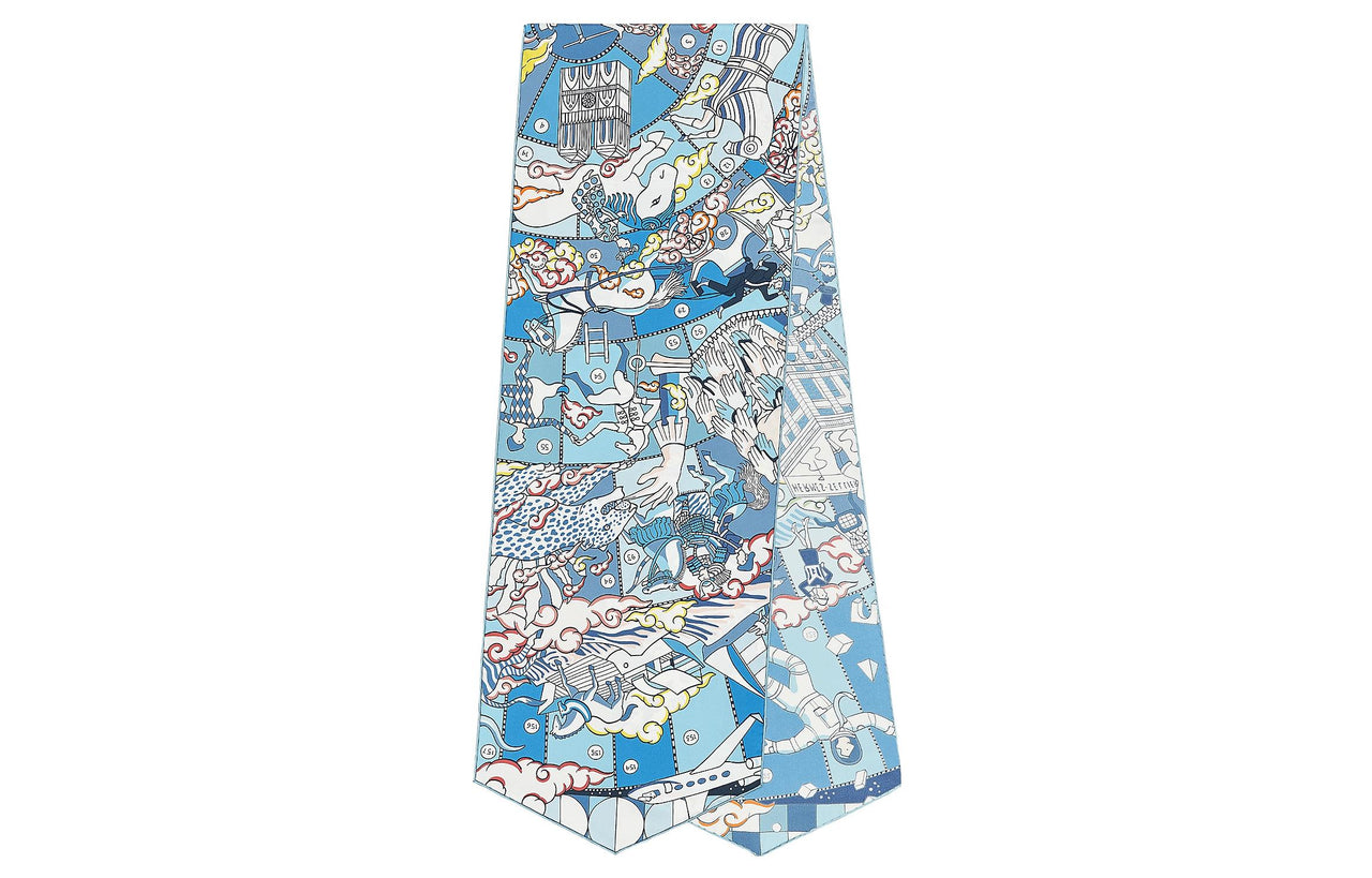 HERMES Silk Scarves Women's Blue/White/Dark Pink