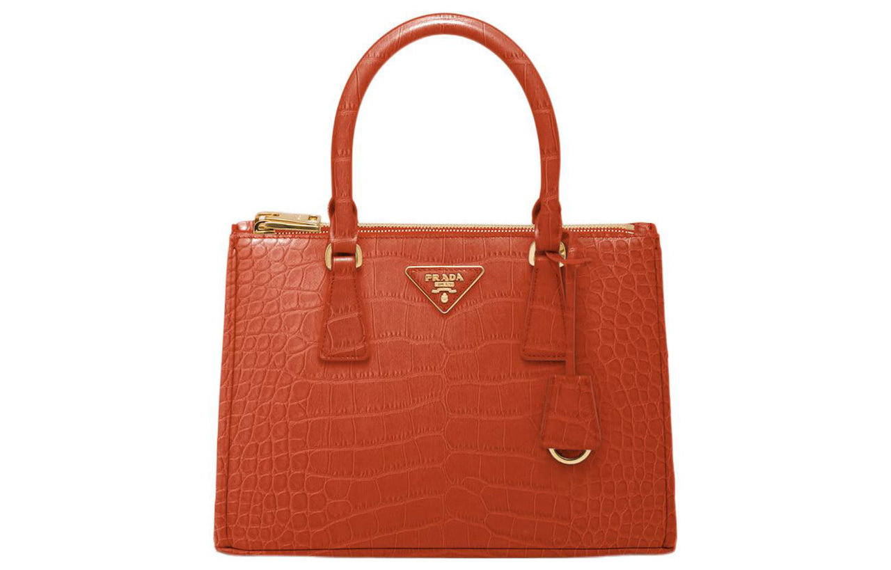 PRADA Galleria Killer Bag Crocodile Leather Shoulder Bag Crossbody Bag Handbag Medium Size Women's Dark Brown