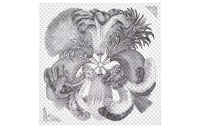 HERMES Silk Scarves Women's White/Black/Gray