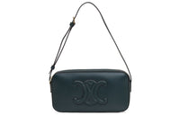 CELINE Triomphe Shiny Calfskin Portable Crossbody Bag, Shoulder Bag Women's Green