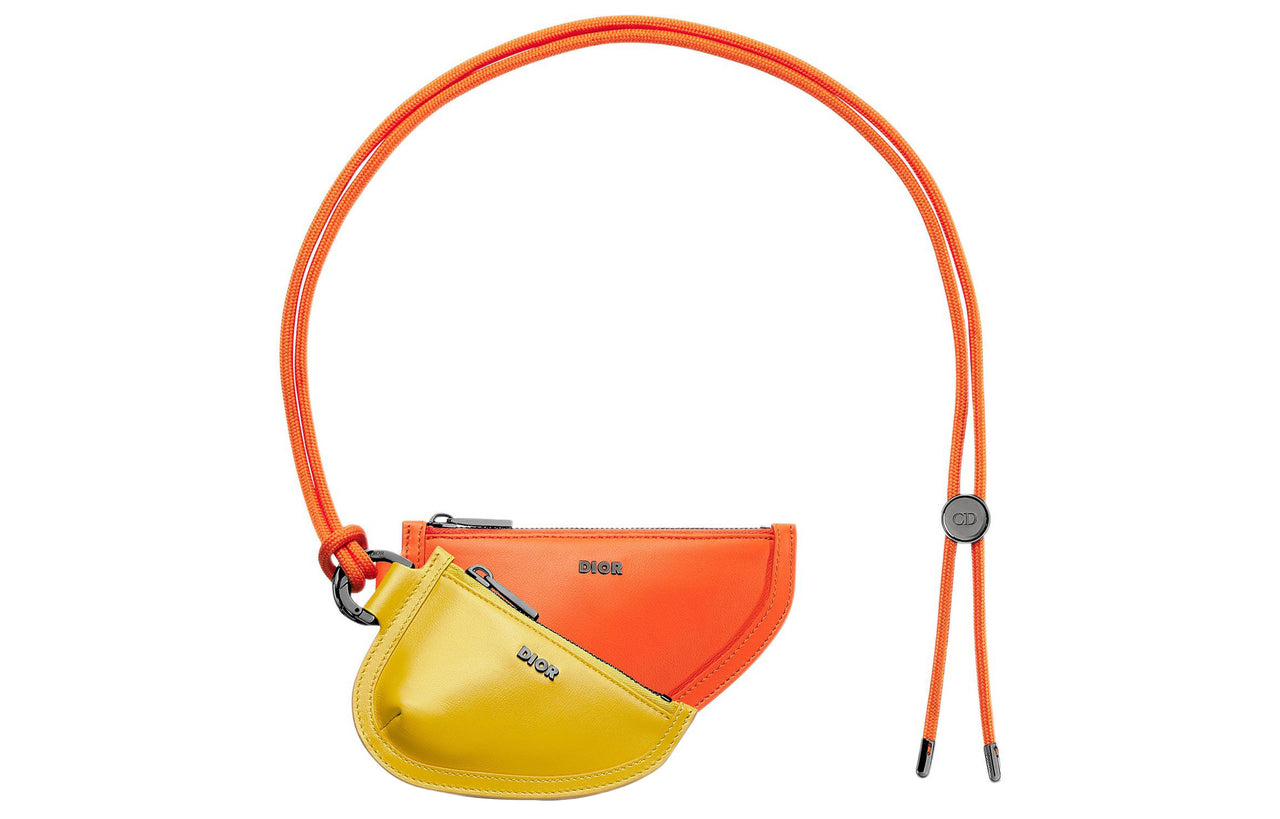 DIOR Saddle Smooth Calf Leather Saddle Bag Clutch Regular Men's Yellow & Orange