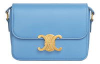 CELINE Shiny Cow Leather Shoulder Bag, Handbag, Shoulder Bag, Crossbody Bag Women's Sky Blue