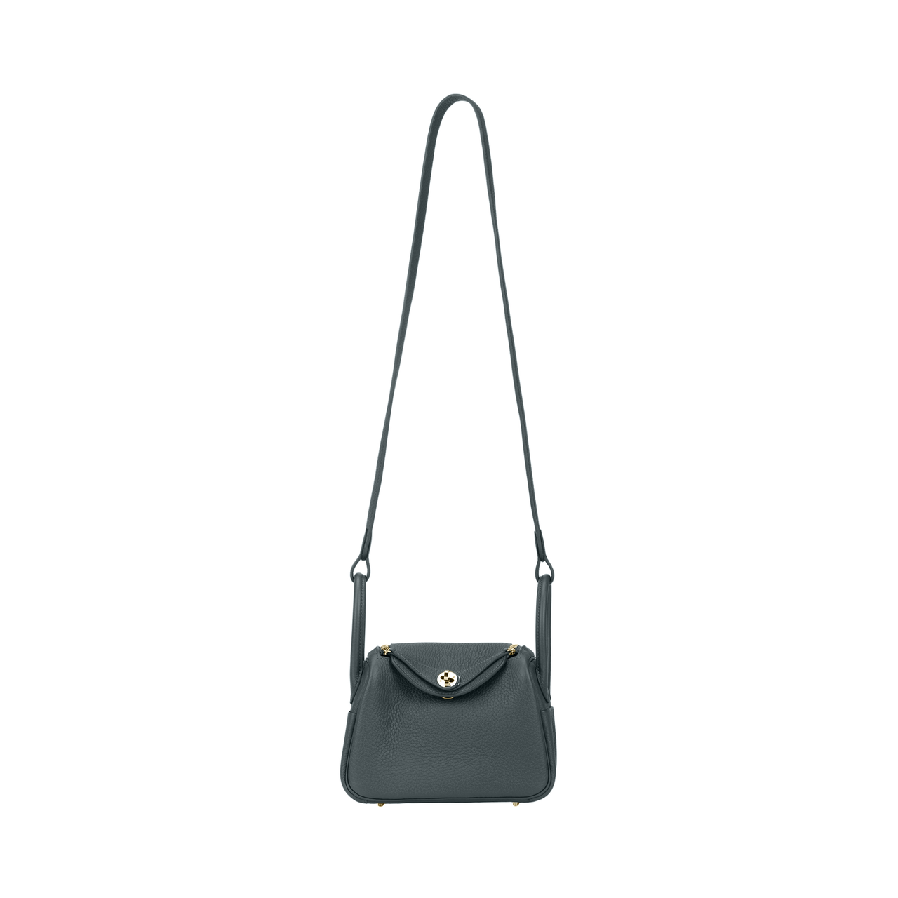 HERMES Lindy Clemence Bullock Leather Handbag Shoulder Bag Crossbody Bag Mini Women's 67 Vert Fonce Dark Green