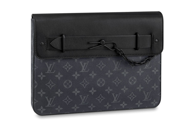 LOUIS VUITTON Coated Canvas Clutch Men's Black
