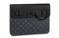 LOUIS VUITTON Coated Canvas Clutch Men's Black
