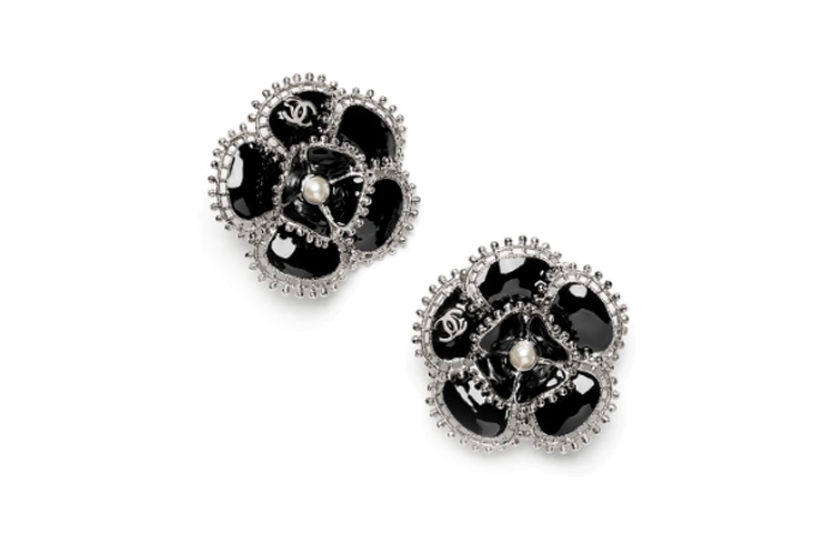 CHANEL Clip-On Earrings Women's Black