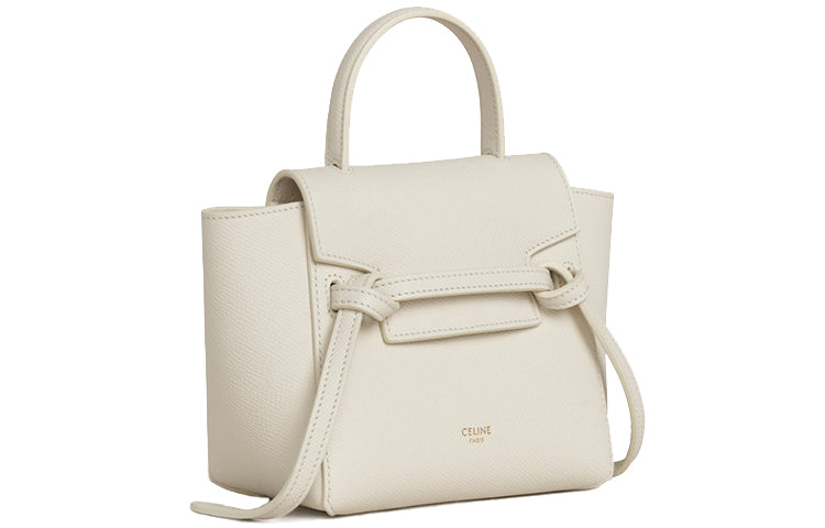 CELINE Belt Cow Leather Catfish Bag Handbag Portable Crossbody Bag Shoulder Bag Women's Candy Color Ecru