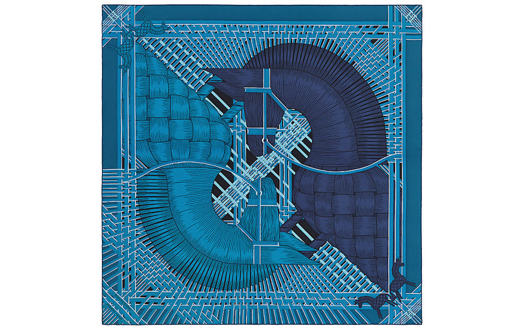HERMES Silk Scarves Women's Blue