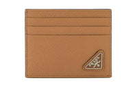 PRADA Leather Card Holder Men's Camel