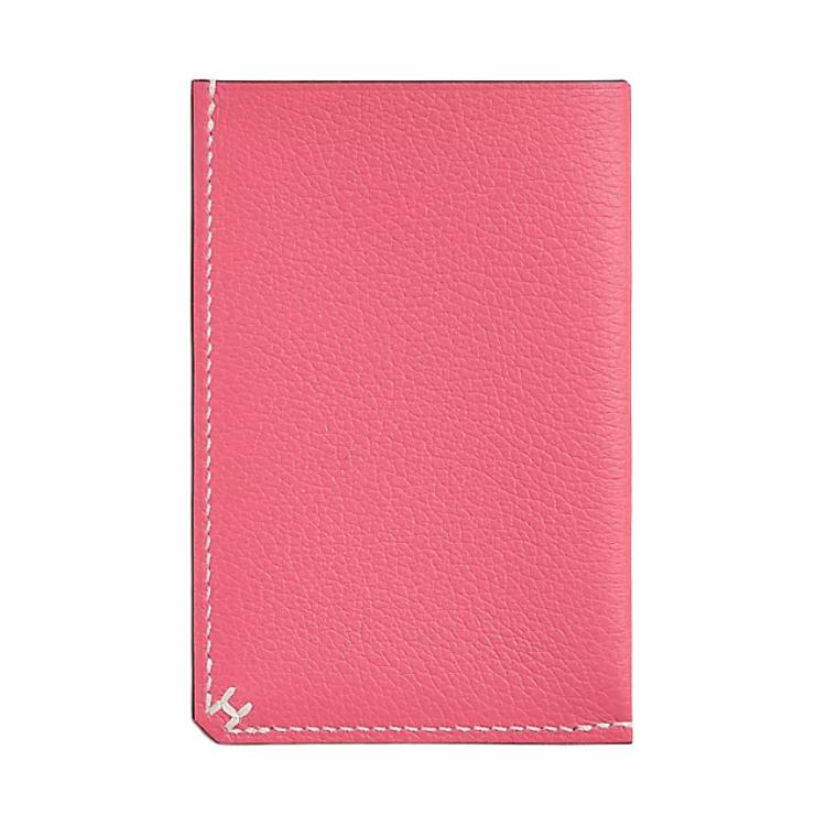 HERMES H Sellier Evercolor Calfskin Card Holder Women's 8W Rose Azalea New Lip Balm Powder