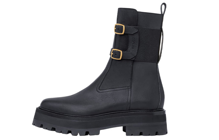CELINE Bulky Mid Calf Boots Women's Black