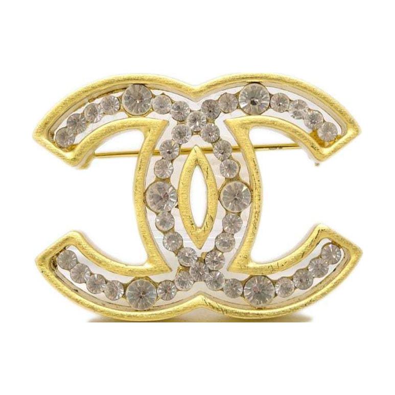 CHANEL 2002 Cc Rhinestone embellished Brooch
