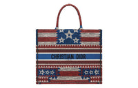 DIOR BookTote Embroidery Tote Bag Shopping Bag Handbag Large Size Women's Red
