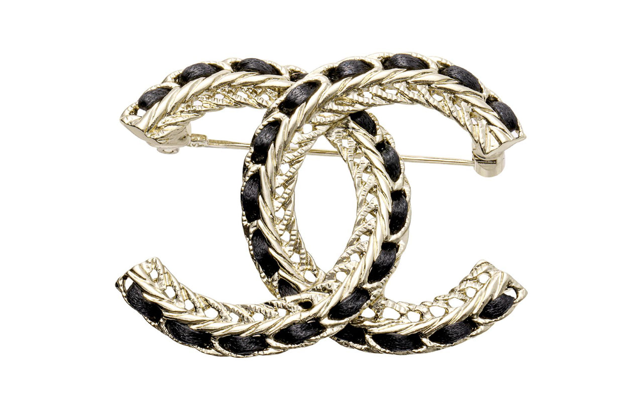 CHANEL Brooches Women's Black/Gold