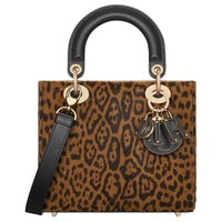 DIOR Lady Dior Calfskin Shoulder Bag Crossbody Bag Handbag Small Size Women's Brown