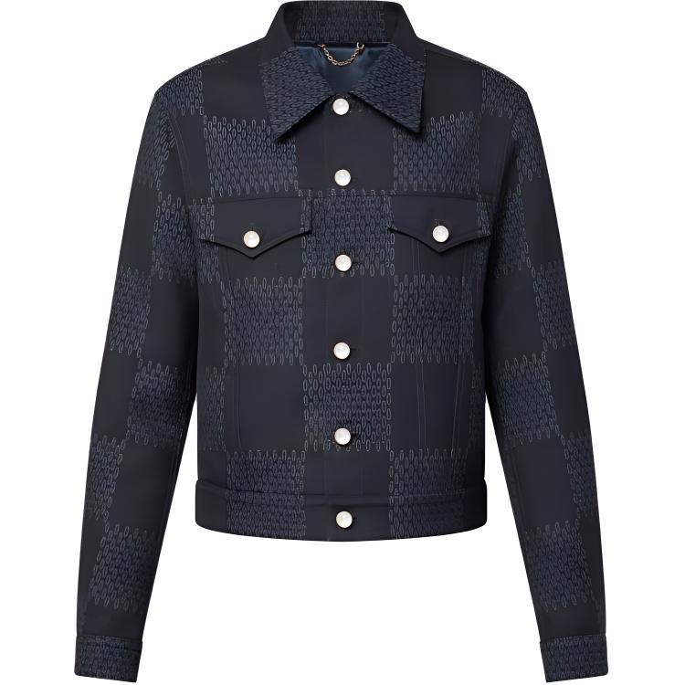 LOUIS VUITTON Damier Tailored Wool Trucker Jacket