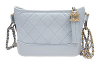 CHANEL Gabrielle Calfskin Hobo Bag Handbag Shoulder Bag Crossbody Bag Small Size Women's Light Blue