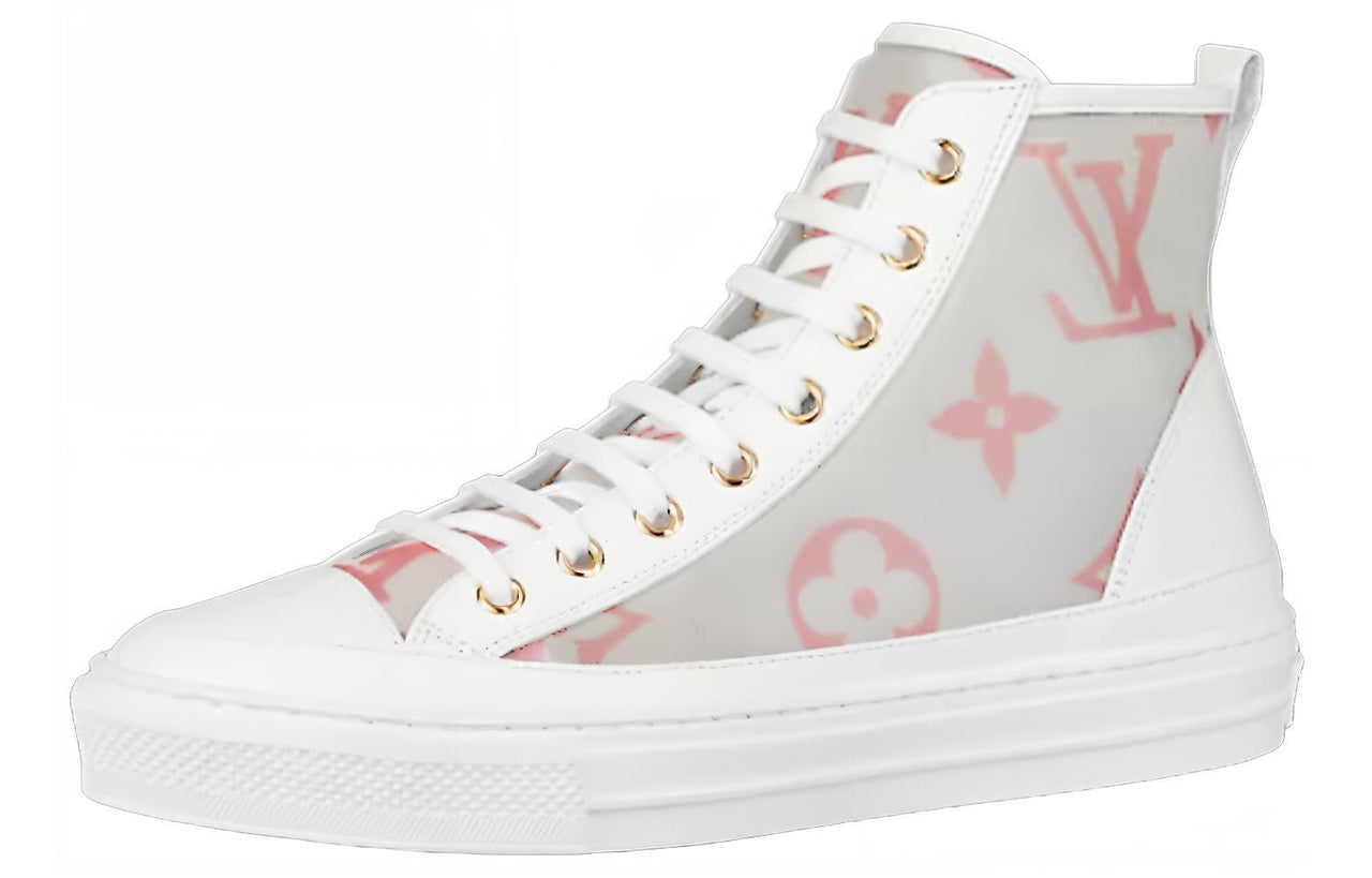 LOUIS VUITTON Stellar Zip Up Ankle Sneakers 'White Grey With Pink Monogram' Women's
