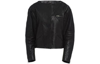 PRADA Collarless Zipped Leather Jacket