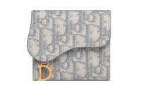 DIOR Saddle Jacquard Card Holders Coin Purses Wallets Medium Size Women's Gray