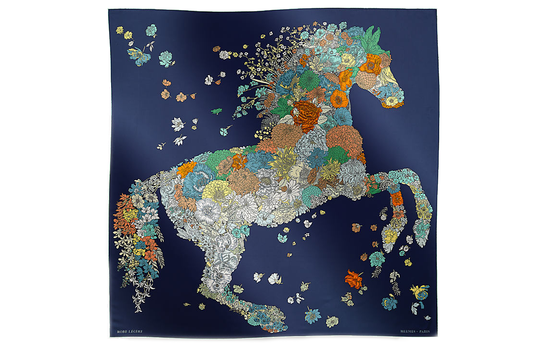 HERMES Silk Scarves Women's Blue