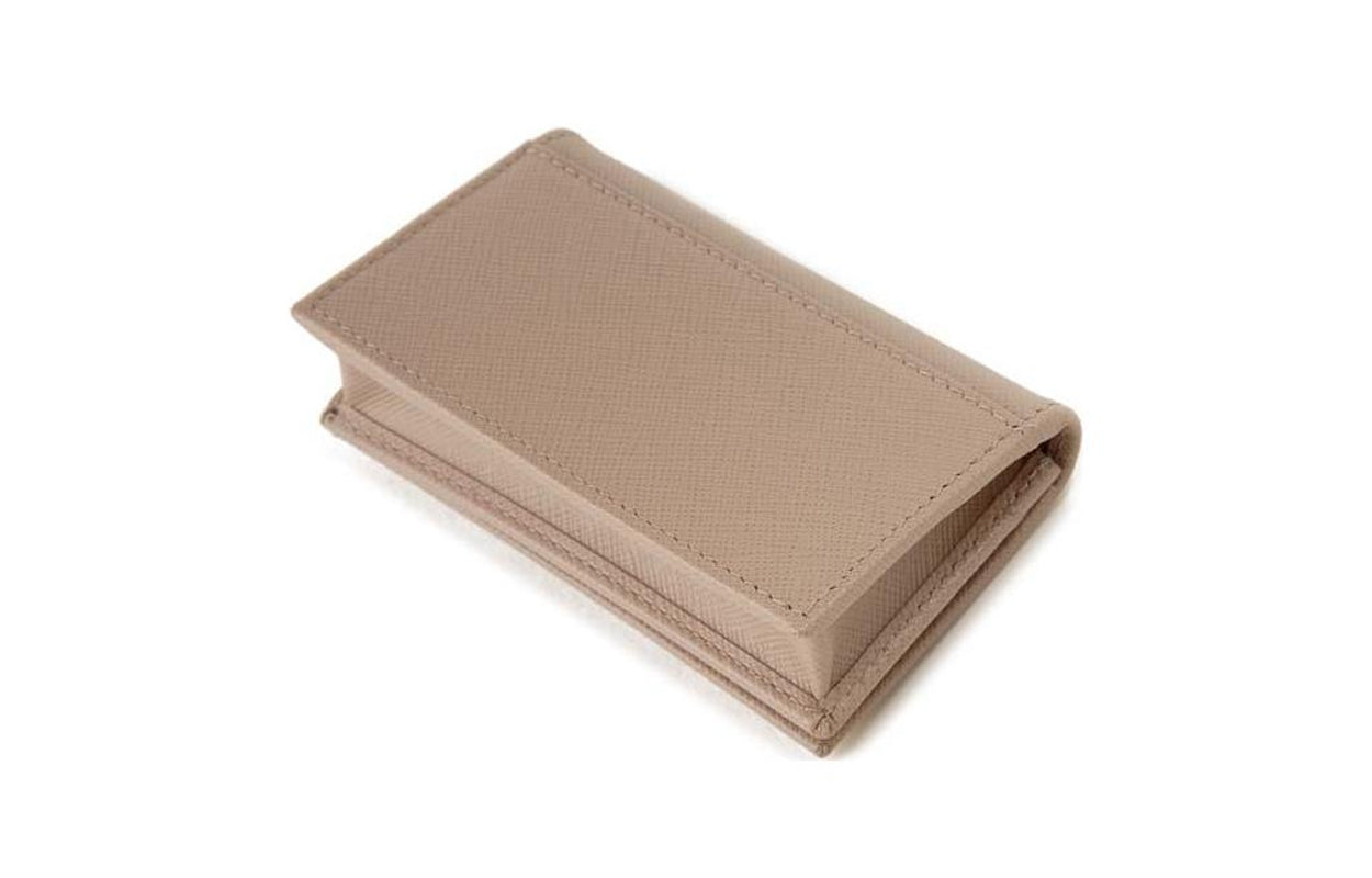PRADA Cross Grain Leather Wallet Women's Pink Beige