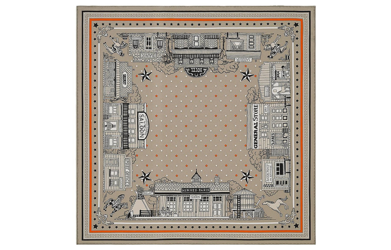 HERMES Silk Scarves Women's Gray