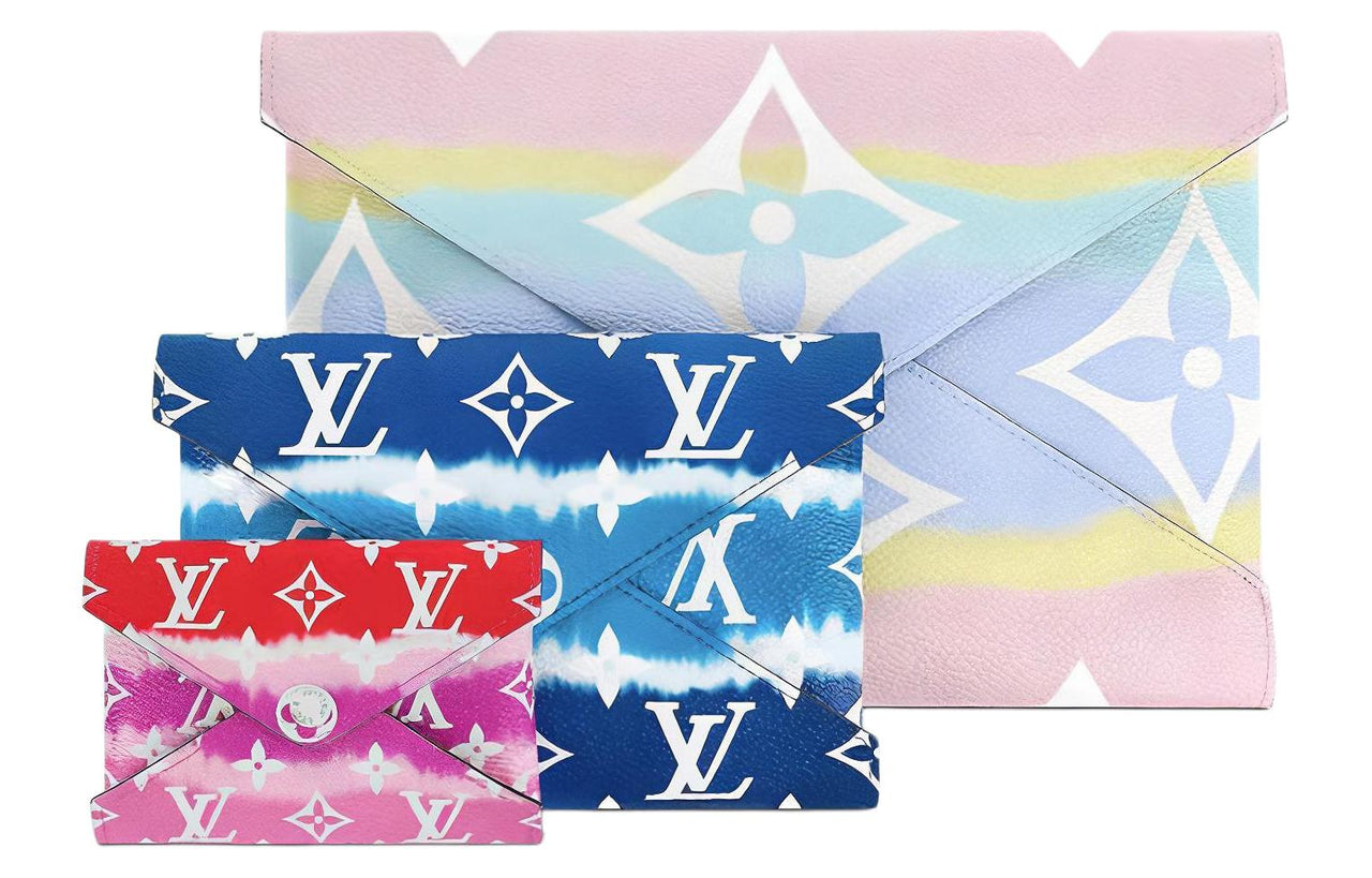 LOUIS VUITTON Pochette Kirigami Lv Escale Pastel/Bleu/Rouge