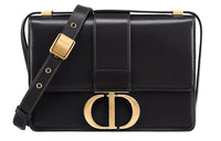DIOR 30 Montaigne Smooth Cow Leather Box Bag, Handbag, Crossbody Bag, Shoulder Bag Women's Black