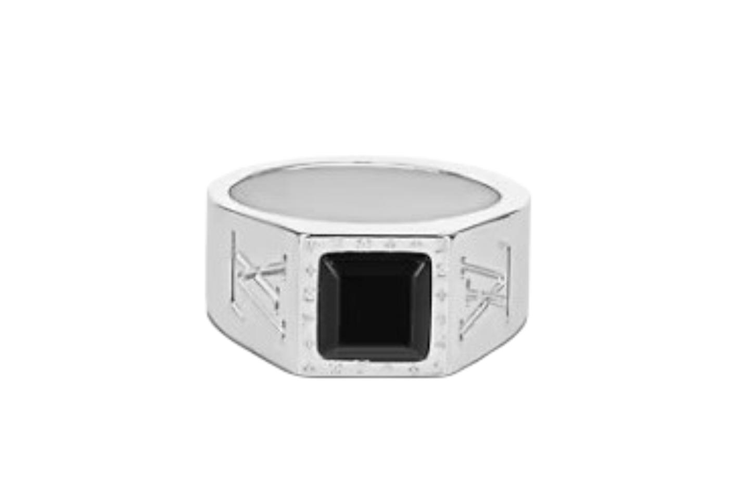 LOUIS VUITTON Onyx Metal Rings Men's Silver